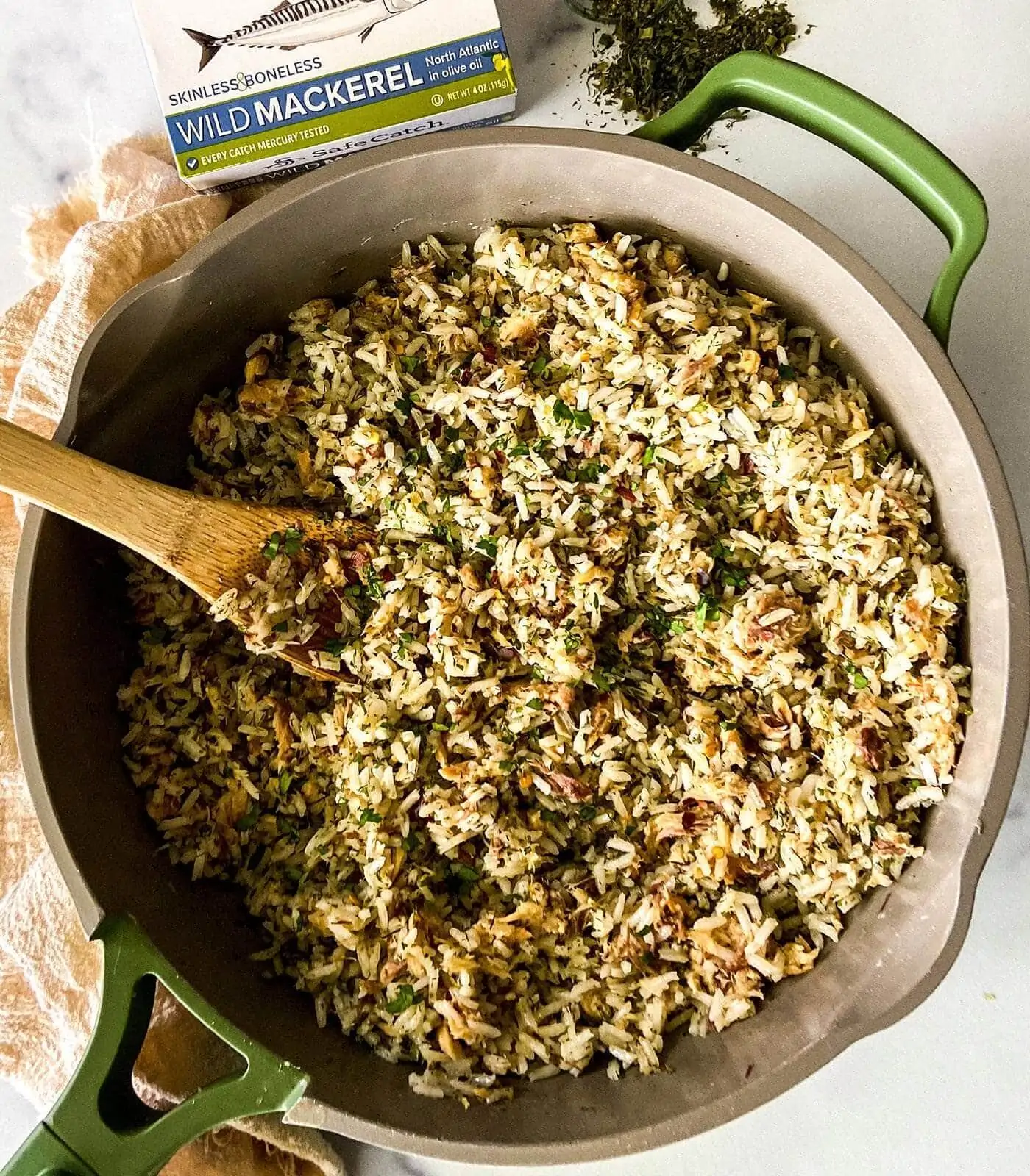 One pan butter-ranch mackerel rice