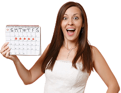 surprised woman white dress holding female periods calendar checking menstruation days 1 (1)